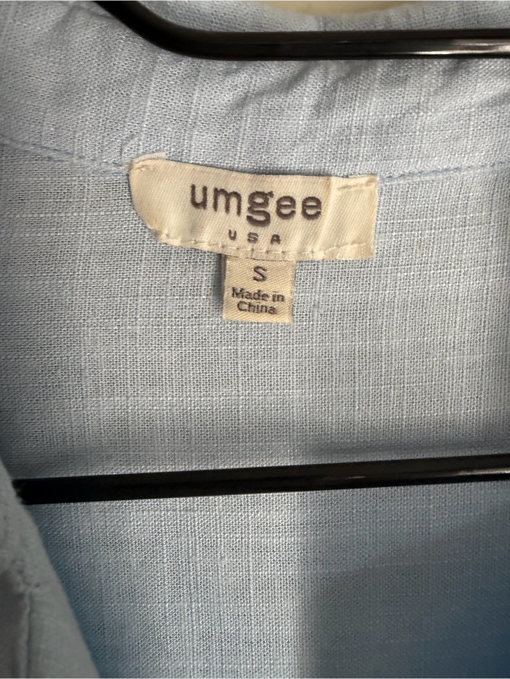 Umgee sky blue Linen/rayon V-Neck Collared Dress with High Low Frayed Hem S boho - Picture 4 of 10